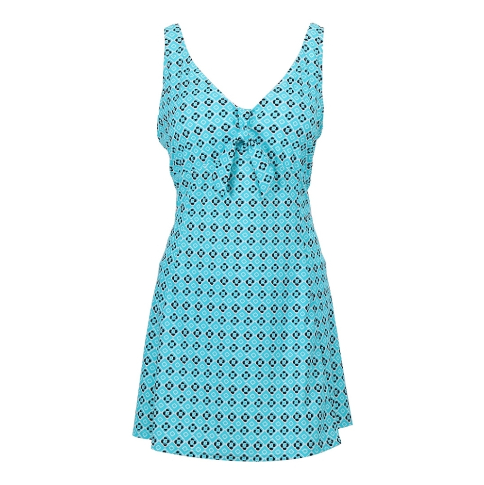 Plus Size 4X Women's One Piece Swimdress Swimsuit, Blue Black White Swim